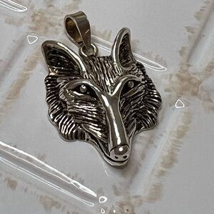 Vintage Wolf Head Pendant – 925 Sterling Silver NOS